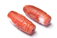 【1点物】マットな質感 南紅瑪瑙(ナンホーン)水晶共生 30-31x13mm 九眼天珠(貫通穴) ビーズ パワーストーン 天然石 _PC8100