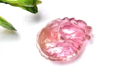 【１点物】AAAA☆繊細彫刻 ピンクトルマリン　14x13mm　龍彫刻 ルース パワーストーン 天然石 _PC8184