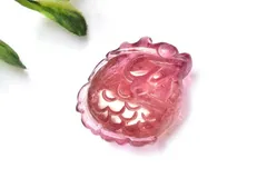 【１点物】AAAA☆繊細彫刻 ピンクトルマリン　14x11mm　龍彫刻 ルース パワーストーン 天然石 _PC8186
