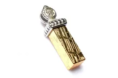 シルバー925 アルタイ隕石(メテオライト)　14x5mm　ゴールドコーティング ペンダントトップ 1個売り パワーストーン 天然石 _PRG2402-2