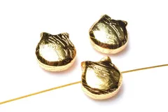 アルタイ隕石(メテオライト)　10x10mm　猫(貫通穴) ゴールドコーティング ビーズ 1個売り パワーストーン 天然石 _PRG2403-2