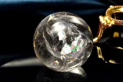 【1点物】虹入り!コロンビア産 レムリアンシードクリスタル 29mm 丸玉(台座付き) スフィア パワーストーン 天然石 _CG6975【宅急便】