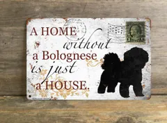 【Bolognese/ボロニーズ】 メタルプレート メッセージ 犬 雑貨 グッズ アート ポスター おしゃれ インテリア 壁飾り アンティーク風 78