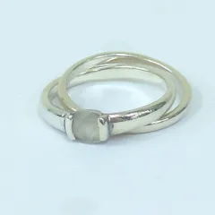 4℃ ヨンドシー  2連 ムーンストーン フェルスパー 多面カット リング シルバー 約10号