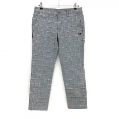 【美品】マスターバニー パンツ グレー系×黒 格子柄 蓄熱裏地 ロゴ刺しゅう メンズ 5(L) ゴルフウェア MASTER BUNNY EDITION
