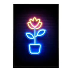 【B4サイズ（約25x36cm）】【lm-poster-4731】【フレーム付き】ネオン 光 光彩 ライト ネオン管 カラフル サイバー 電飾 カフェ バー ポスター イラスト