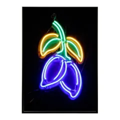 【A1サイズ（約59x84cm）】【lm-poster-4732】【フレーム付き】ネオン 光 光彩 ライト ネオン管 カラフル サイバー 電飾 カフェ バー ポスター イラスト