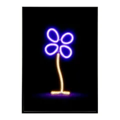 【A2サイズ（約42x59cm）】【lm-poster-4734】【フレーム付き】ネオン 光 光彩 ライト ネオン管 カラフル サイバー 電飾 カフェ バー ポスター イラスト