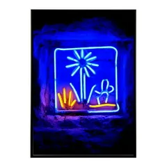 【A2サイズ（約42x59cm）】【lm-poster-4735】【フレーム付き】ネオン 光 光彩 ライト ネオン管 カラフル サイバー 電飾 カフェ バー ポスター イラスト