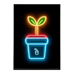 【A2サイズ（約42x59cm）】【lm-poster-4737】【フレーム付き】ネオン 光 光彩 ライト ネオン管 カラフル サイバー 電飾 カフェ バー ポスター イラスト