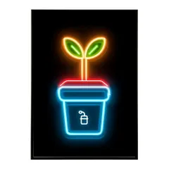 【A3サイズ（約30×42cm）】【lm-poster-4737】【フレーム付き】ネオン 光 光彩 ライト ネオン管 カラフル サイバー 電飾 カフェ バー ポスター イラスト