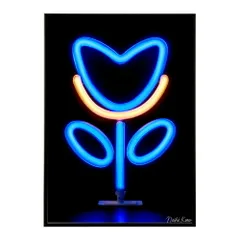 【A1サイズ（約59x84cm）】【lm-poster-4739】【フレーム付き】ネオン 光 光彩 ライト ネオン管 カラフル サイバー 電飾 カフェ バー ポスター イラスト