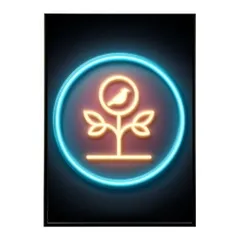 【A2サイズ（約42x59cm）】【lm-poster-4740】【フレーム付き】ネオン 光 光彩 ライト ネオン管 カラフル サイバー 電飾 カフェ バー ポスター イラスト