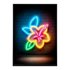 【A1サイズ（約59x84cm）】【lm-poster-4745】【フレーム付き】ネオン 光 光彩 ライト ネオン管 カラフル サイバー 電飾 カフェ バー ポスター イラスト