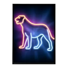 【A0サイズ（約84x119cm）】【lm-poster-4753】【フレーム付き】ネオン 光 光彩 ライト ネオン管 カラフル サイバー 電飾 カフェ バー ポスター イラスト