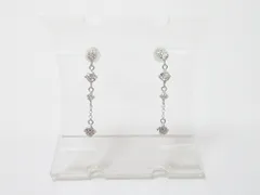 4℃ ヨンドシー K10 WG ホワイトゴールド ラインストーン ピアス 約0.7g シルバーカラー 両耳用 レディース アクセサリー ブランド ■質屋 かんてい局 金沢バイパス店■B25-2803