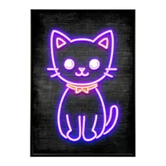 【B1サイズ（約73x103cm）】【lm-poster-4754】【フレーム付き】ネオン 光 光彩 ライト ネオン管 カラフル サイバー 電飾 カフェ バー ポスター イラスト