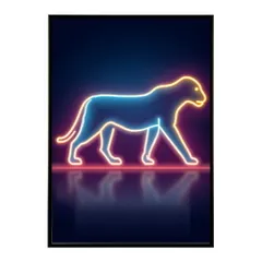 【A4サイズ（約21x30cm）】【lm-poster-4777】【フレーム付き】ネオン 光 光彩 ライト ネオン管 カラフル サイバー 電飾 カフェ バー ポスター イラスト