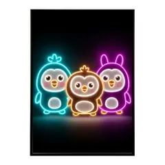 【B2サイズ（約51x73cm）】【lm-poster-4798】【フレーム付き】ネオン 光 光彩 ライト ネオン管 カラフル サイバー 電飾 カフェ バー ポスター イラスト