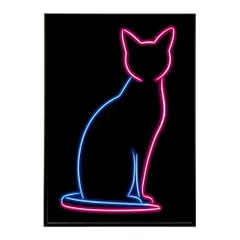 【B1サイズ（約73x103cm）】【lm-poster-4800】【フレーム付き】ネオン 光 光彩 ライト ネオン管 カラフル サイバー 電飾 カフェ バー ポスター イラスト