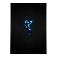 【A1サイズ（約59x84cm）】【lm-poster-4824】【フレーム付き】ネオン 光 光彩 ライト ネオン管 カラフル サイバー 電飾 カフェ バー ポスター イラスト