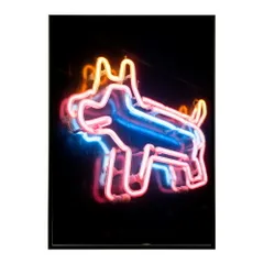 【B4サイズ（約25x36cm）】【lm-poster-4829】【フレーム付き】ネオン 光 光彩 ライト ネオン管 カラフル サイバー 電飾 カフェ バー ポスター イラスト