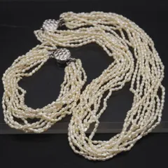 L015 淡水真珠 パール GSILVER刻印 ネックレス ブレスレット セット 10連 デザイン シルバー 6月誕生石