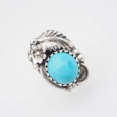 L308 ナバホ ターコイズ トルコ石 作家物 BL作? 925刻印 ピアス 片耳のみ デザイン シルバー インディアンジュエリー 12月誕生石