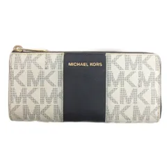 マイケルコース MICHAEL KORS 長財布 L字ファスナー MKロゴ 白 紺 ホワイト ネイビー ウォレット ■GY99