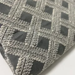 縦100cm×横95cm 刺繍生地　ブルーグレー　NO，592