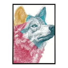 【B4サイズ（約25x36cm）】【lm-poster-4951】【フレーム付き】アートポスター 動物 カラフル ペイントアート 光沢 水彩画風 モダン 壁掛け アニマルアート 鹿 狐 狼 猫 虎 兎 シリーズ 絵画風 イラスト