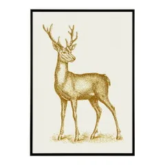 【A1サイズ（約59x84cm）】【lm-poster-4970】【フレーム付き】アートポスター 動物 カラフル ペイントアート 光沢 水彩画風 モダン 壁掛け アニマルアート 鹿 狐 狼 猫 虎 兎 シリーズ 絵画風 イラスト