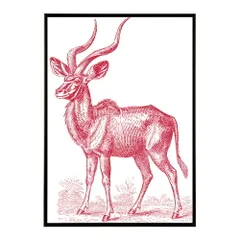 【A0サイズ（約84x119cm）】【lm-poster-5005】【フレーム付き】アートポスター 動物 カラフル ペイントアート 光沢 水彩画風 モダン 壁掛け アニマルアート 鹿 狐 狼 猫 虎 兎 シリーズ 絵画風 イラスト