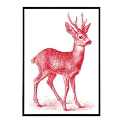 【A4サイズ（約21x30cm）】【lm-poster-5009】【フレーム付き】アートポスター 動物 カラフル ペイントアート 光沢 水彩画風 モダン 壁掛け アニマルアート 鹿 狐 狼 猫 虎 兎 シリーズ 絵画風 イラスト