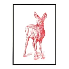 【A4サイズ（約21x30cm）】【lm-poster-5016】【フレーム付き】アートポスター 動物 カラフル ペイントアート 光沢 水彩画風 モダン 壁掛け アニマルアート 鹿 狐 狼 猫 虎 兎 シリーズ 絵画風 イラスト