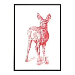 【A3サイズ（約30×42cm）】【lm-poster-5016】【フレーム付き】アートポスター 動物 カラフル ペイントアート 光沢 水彩画風 モダン 壁掛け アニマルアート 鹿 狐 狼 猫 虎 兎 シリーズ 絵画風 イラスト