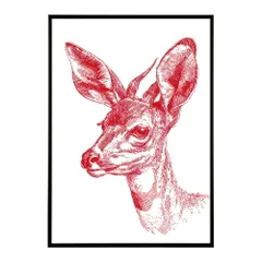 【A4サイズ（約21x30cm）】【lm-poster-5021】【フレーム付き】アートポスター 動物 カラフル ペイントアート 光沢 水彩画風 モダン 壁掛け アニマルアート 鹿 狐 狼 猫 虎 兎 シリーズ 絵画風 イラスト