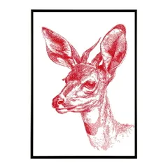 【B4サイズ（約25x36cm）】【lm-poster-5021】【フレーム付き】アートポスター 動物 カラフル ペイントアート 光沢 水彩画風 モダン 壁掛け アニマルアート 鹿 狐 狼 猫 虎 兎 シリーズ 絵画風 イラスト