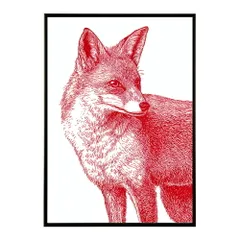 【B4サイズ（約25x36cm）】【lm-poster-5028】【フレーム付き】アートポスター 動物 カラフル ペイントアート 光沢 水彩画風 モダン 壁掛け アニマルアート 鹿 狐 狼 猫 虎 兎 シリーズ 絵画風 イラスト