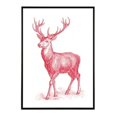 【B4サイズ（約25x36cm）】【lm-poster-5030】【フレーム付き】アートポスター 動物 カラフル ペイントアート 光沢 水彩画風 モダン 壁掛け アニマルアート 鹿 狐 狼 猫 虎 兎 シリーズ 絵画風 イラスト