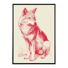 【B4サイズ（約25x36cm）】【lm-poster-5031】【フレーム付き】アートポスター 動物 カラフル ペイントアート 光沢 水彩画風 モダン 壁掛け アニマルアート 鹿 狐 狼 猫 虎 兎 シリーズ 絵画風 イラスト