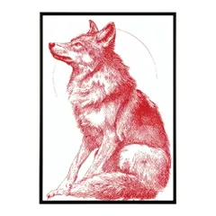 【A3サイズ（約30×42cm）】【lm-poster-5032】【フレーム付き】アートポスター 動物 カラフル ペイントアート 光沢 水彩画風 モダン 壁掛け アニマルアート 鹿 狐 狼 猫 虎 兎 シリーズ 絵画風 イラスト
