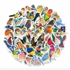 フレークシール鳥ステッカーカラフル野鳥インコオウムカワセミ可愛いお洒落まとめ派手