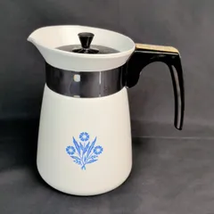 コーニング コーンフラワー パーコレーター ポット 白✖水色 レトロのサムネイル