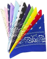 アウプル(Aupuru) 大判 バンダナ 12色 12枚 セット 三角巾 ハンカチ スカーフ お弁当包み ランチクロス 風呂敷代わり 正方形 綿100％ 55cmx55cm FMT04710 (ペイズリー柄)