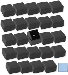 Ａｕｐｕｒｕ アウプル 指輪 ギフト ボックス 正方形 5x5x3cm 24個セット クリーニングクロス 1枚付き リング アクセサリー ジュエリー 収納 ラッピング 箱 無地 クラフト紙 黒 (ブラック,  5x5x3cm)