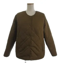 アーバンリサーチ ドアーズ URBAN RESEARCH DOORS 美品 リバーシブルボアブルゾン ジャケット ノーカラー フラップボタン DF97-27V046 ナイロン キルティング 茶 ブラウン F