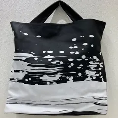 7725　HIROKO KOSHINO　ヒロココシノ　墨絵　トートバッグ　ハンドバッグ　ブラック　黒　白　ホワイト　モノトーン　大きめ　大容量　レディース　シンプル　きれいめ