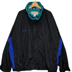 Columbia コロンビア  90年代/90's ヴィンテージ ダブルジップ ナイロンジャケット バック刺繍 ワンポイント刺繡 オーバーサイズ ビックシルエット ブラック グリーン