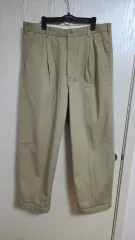 MUJI コットン パンツ 88cm ワイド タック チノパンツ ベージュ